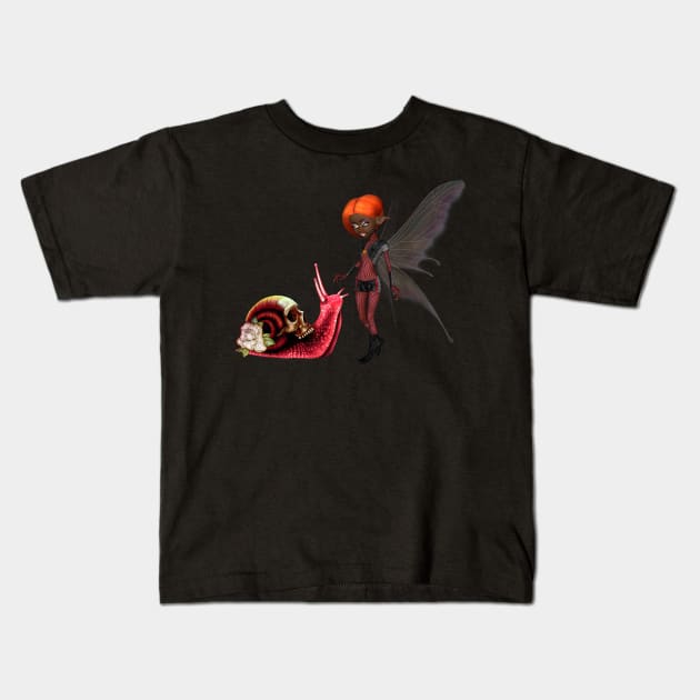 Little fairy with fantasy snaile and skull Kids T-Shirt by Nicky2342